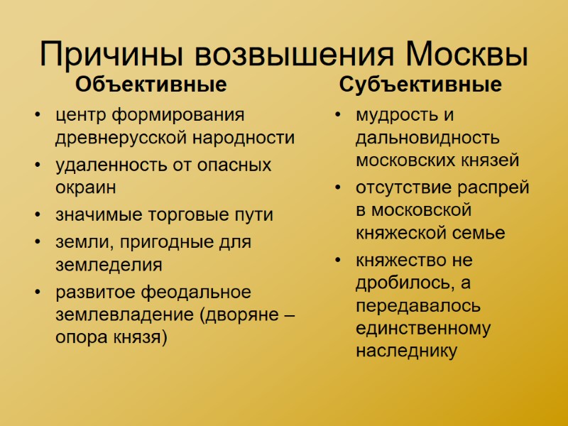 Причины возвышения Москвы центр формирования древнерусской народности удаленность от опасных окраин значимые торговые пути